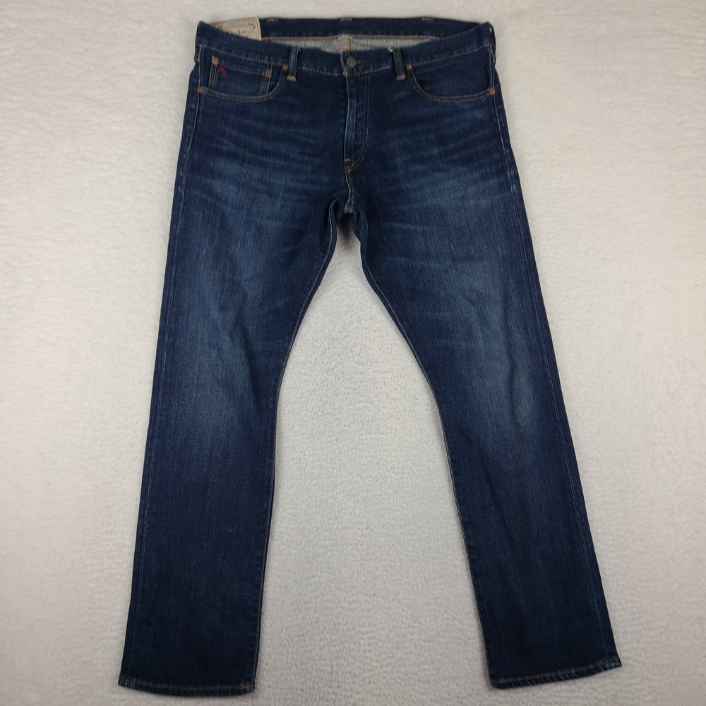 Polo Ralph Lauren Jeans Mens 38x32 Blue Varick Slim Straight Dark Wash Denim